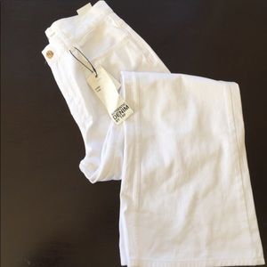 Zara authentic white denim flare high rise jeans